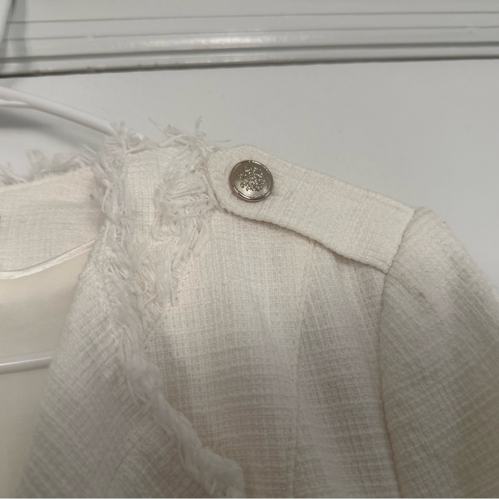 White House Black Market White Fringe Blazer Jacket - Picture 3 of 7